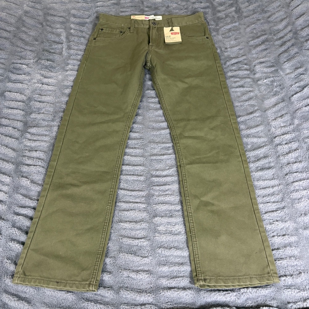 Levis 513 Slim Straight Ivy Green Pants Boys Size 16 Reg 28x28 New